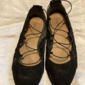 Maurices Black Ballet Flats, Suede-like, Size 11